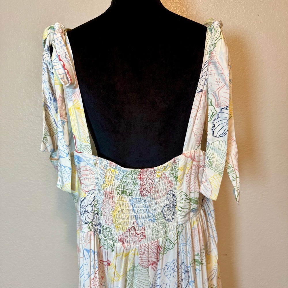 Eloquii Seashell Tiered Flowy Maxi Dress White Size 18 - Picture 9 of 16